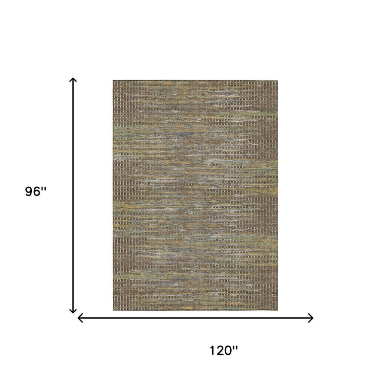 8' X 10' Brown And Taupe Abstract Washable Indoor Outdoor Area Rug Homeroots Outdoor