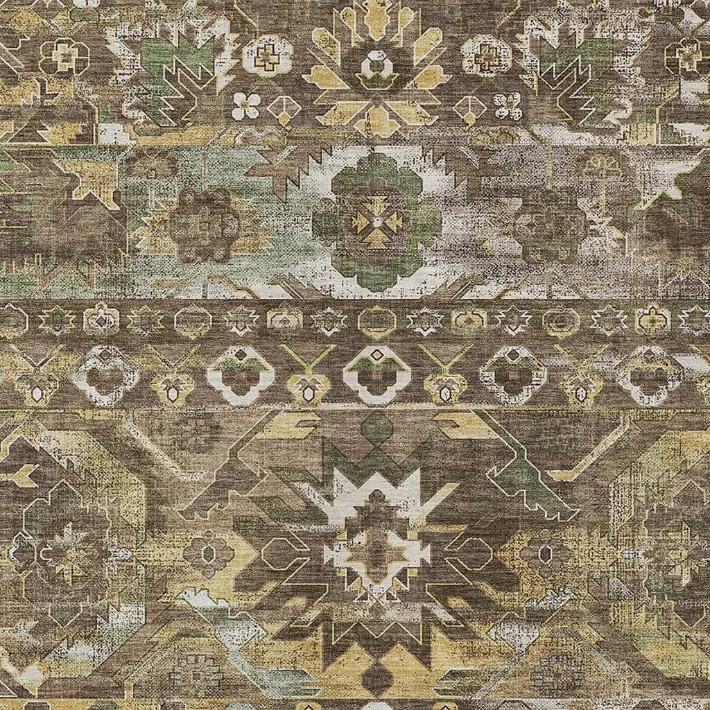 8' X 10' Brown And Taupe Cactus Washable Indoor Outdoor Area Rug Homeroots Outdoor