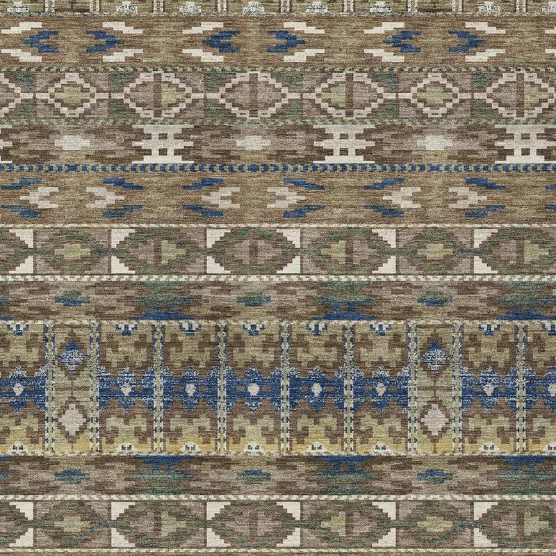 8' X 10' Brown And Taupe Geometric Washable Indoor Outdoor Area Rug Homeroots Outdoor