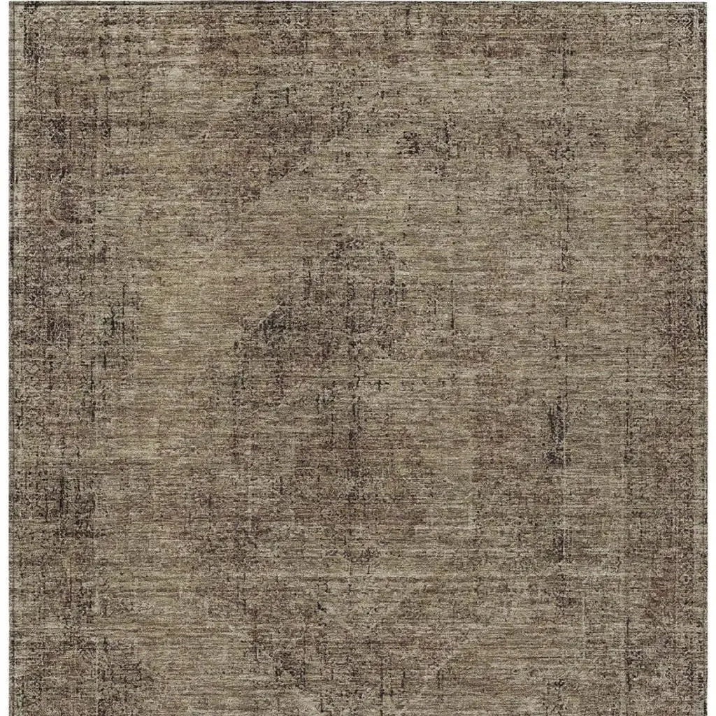 8' X 10' Brown And Taupe Oriental Washable Indoor Outdoor Area Rug Homeroots Outdoor