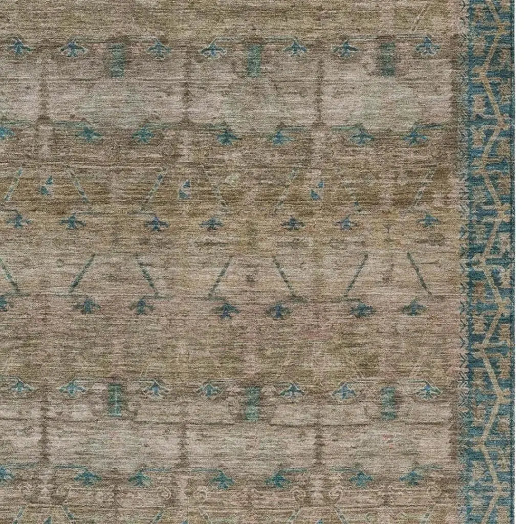 8' X 10' Brown And Taupe Tribal Washable Indoor Outdoor Area Rug Homeroots Outdoor