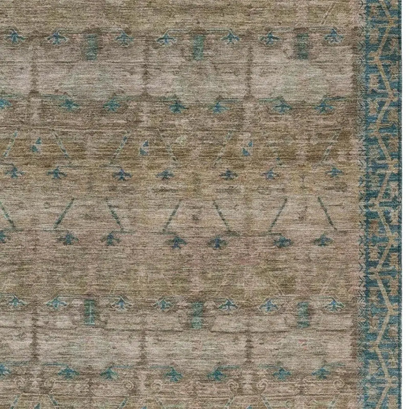8' X 10' Brown And Taupe Tribal Washable Indoor Outdoor Area Rug Homeroots Outdoor