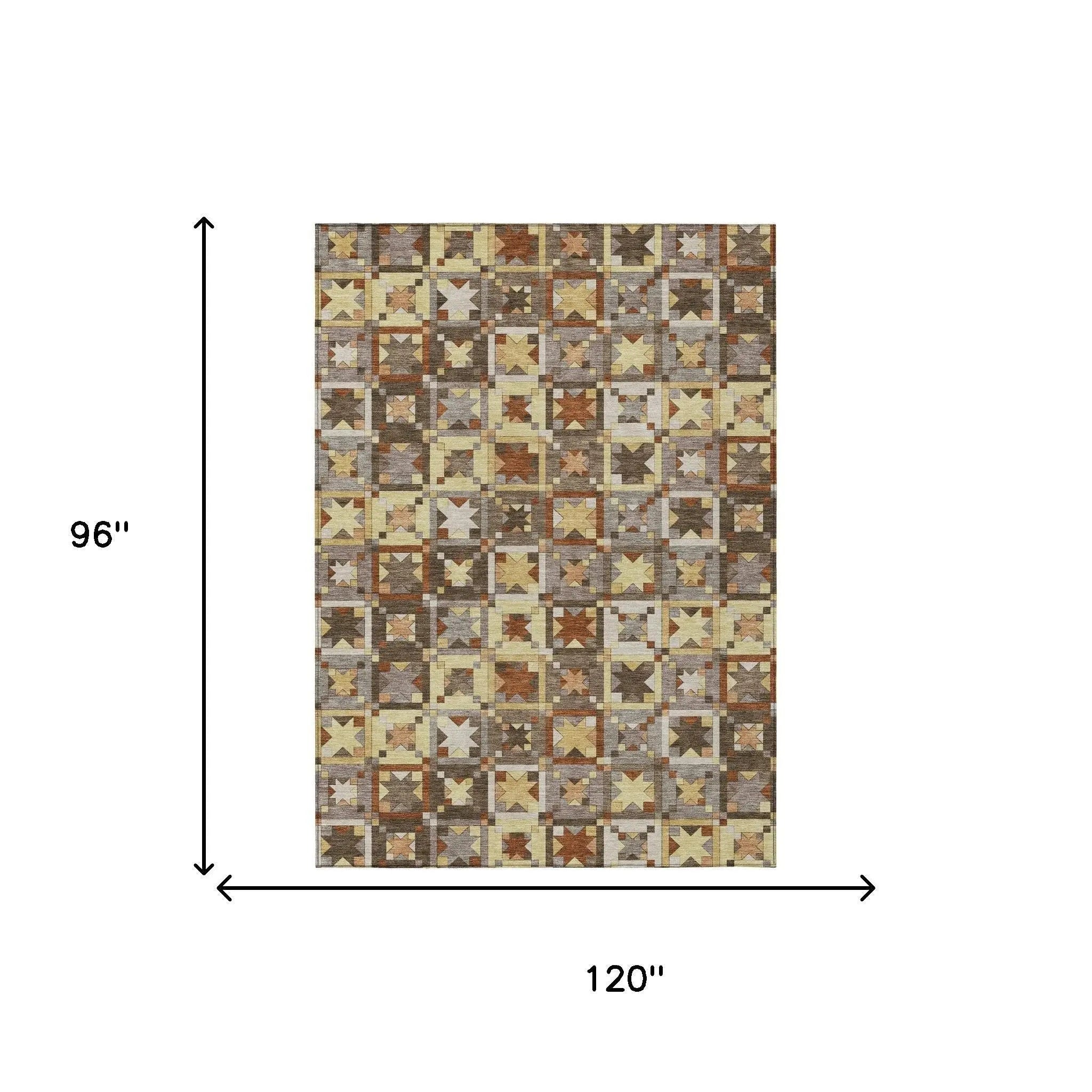 8' X 10' Brown And Wheat Patchwork Washable Indoor Outdoor Area Rug Homeroots Outdoor