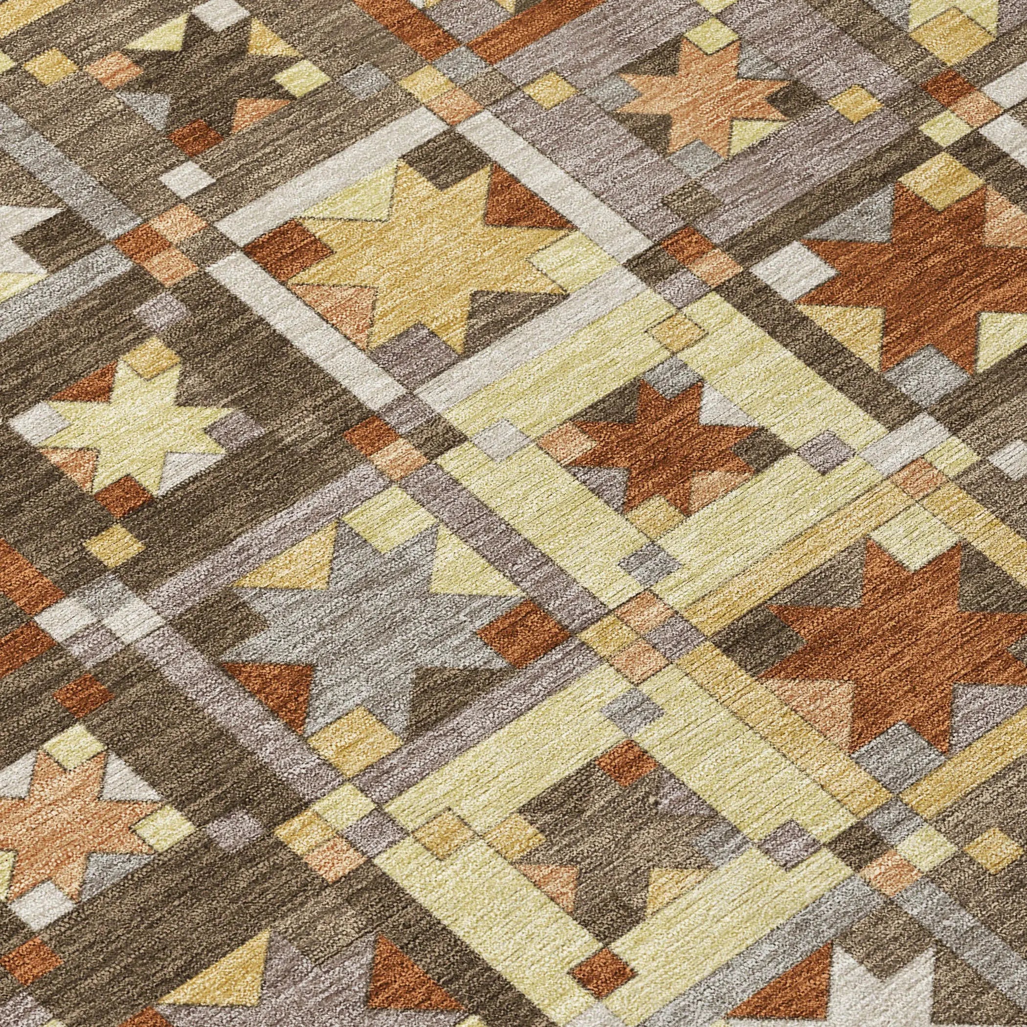 8' X 10' Brown And Wheat Patchwork Washable Indoor Outdoor Area Rug Homeroots Outdoor