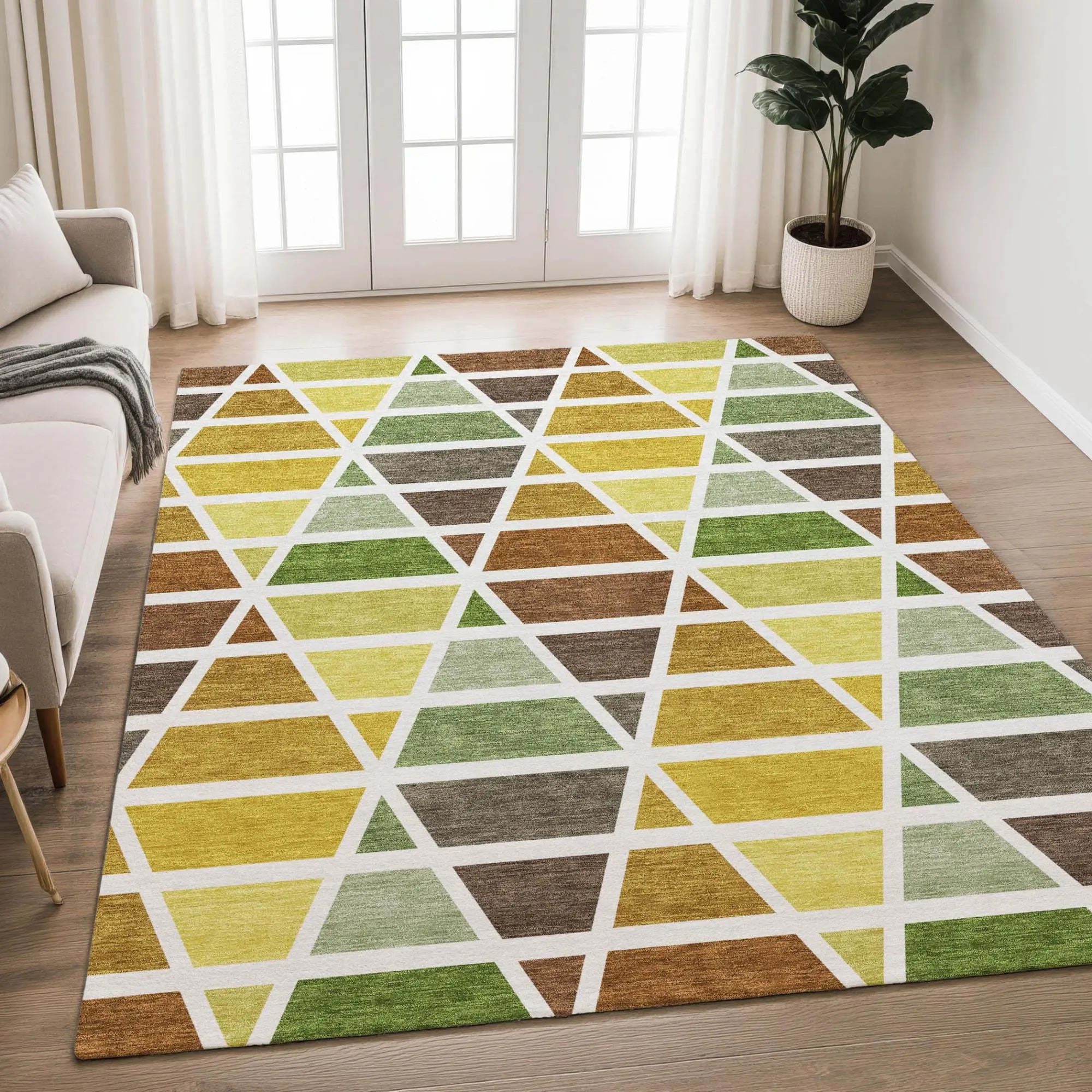 8' X 10' Brown And White Geometric Washable Indoor Outdoor Area Rug Homeroots Outdoor