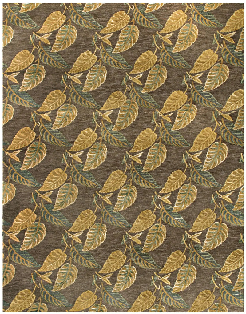 8' X 10' Brown Gold And Gray Floral Hand Knotted Area Rug Homeroots Home Decor