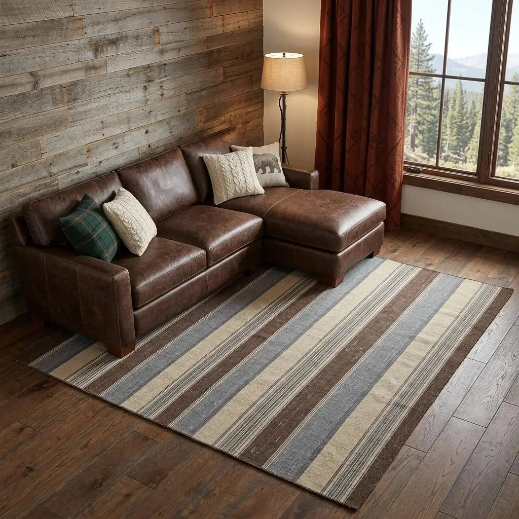 8' X 10' Brown Gray And Yellow Wool Striped Hand Knotted Area Rug Homeroots Home Decor