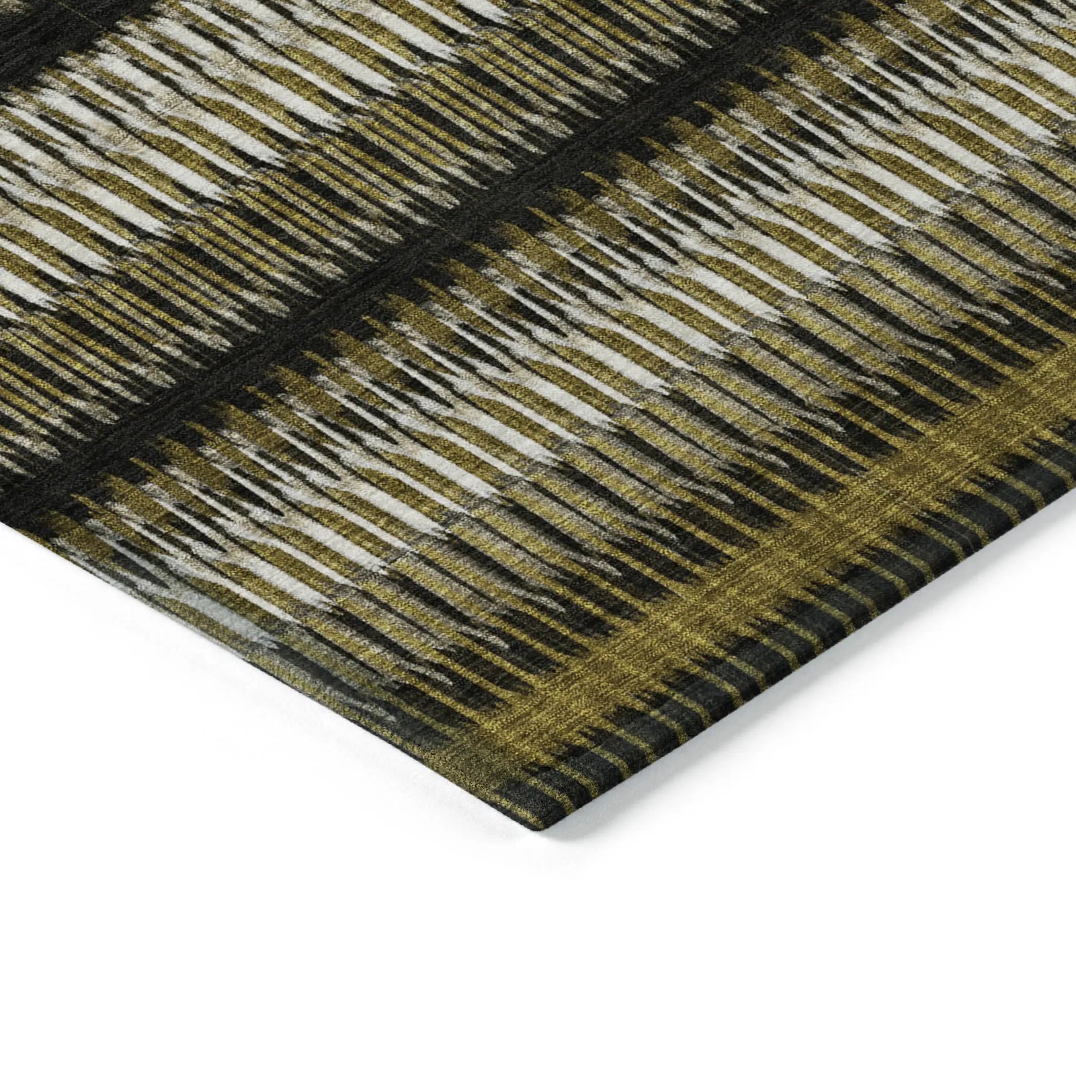 8' X 10' Brown Ivory And Black Striped Washable Indoor Outdoor Area Rug Homeroots Outdoor