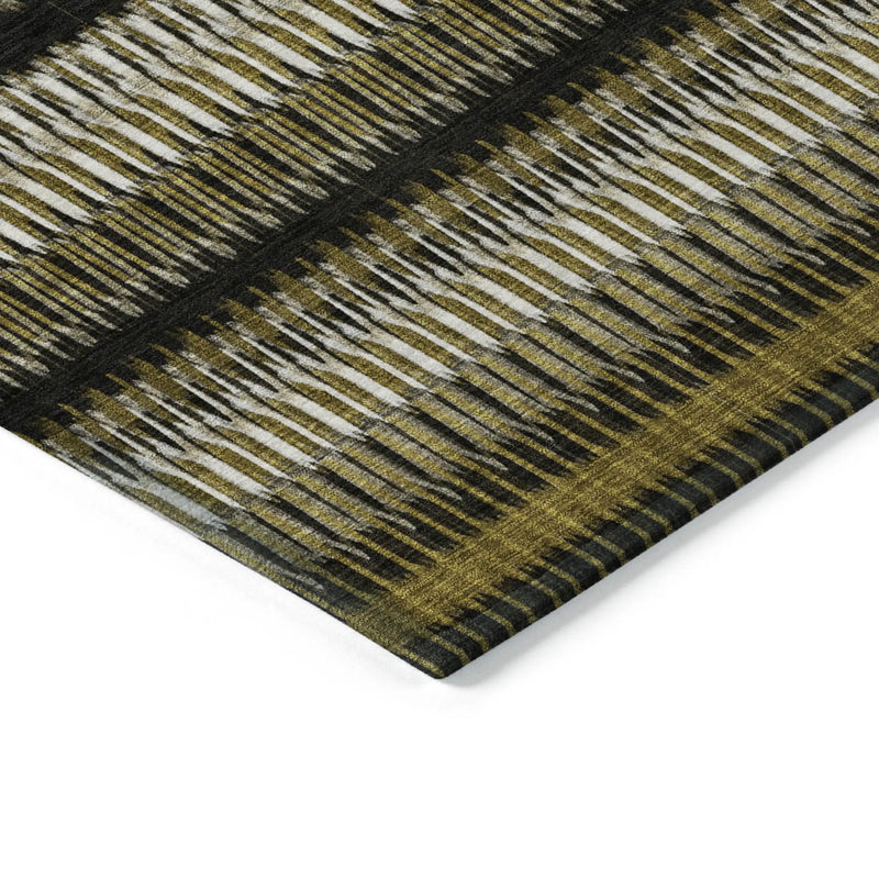 8' X 10' Brown Ivory And Black Striped Washable Indoor Outdoor Area Rug Homeroots Outdoor