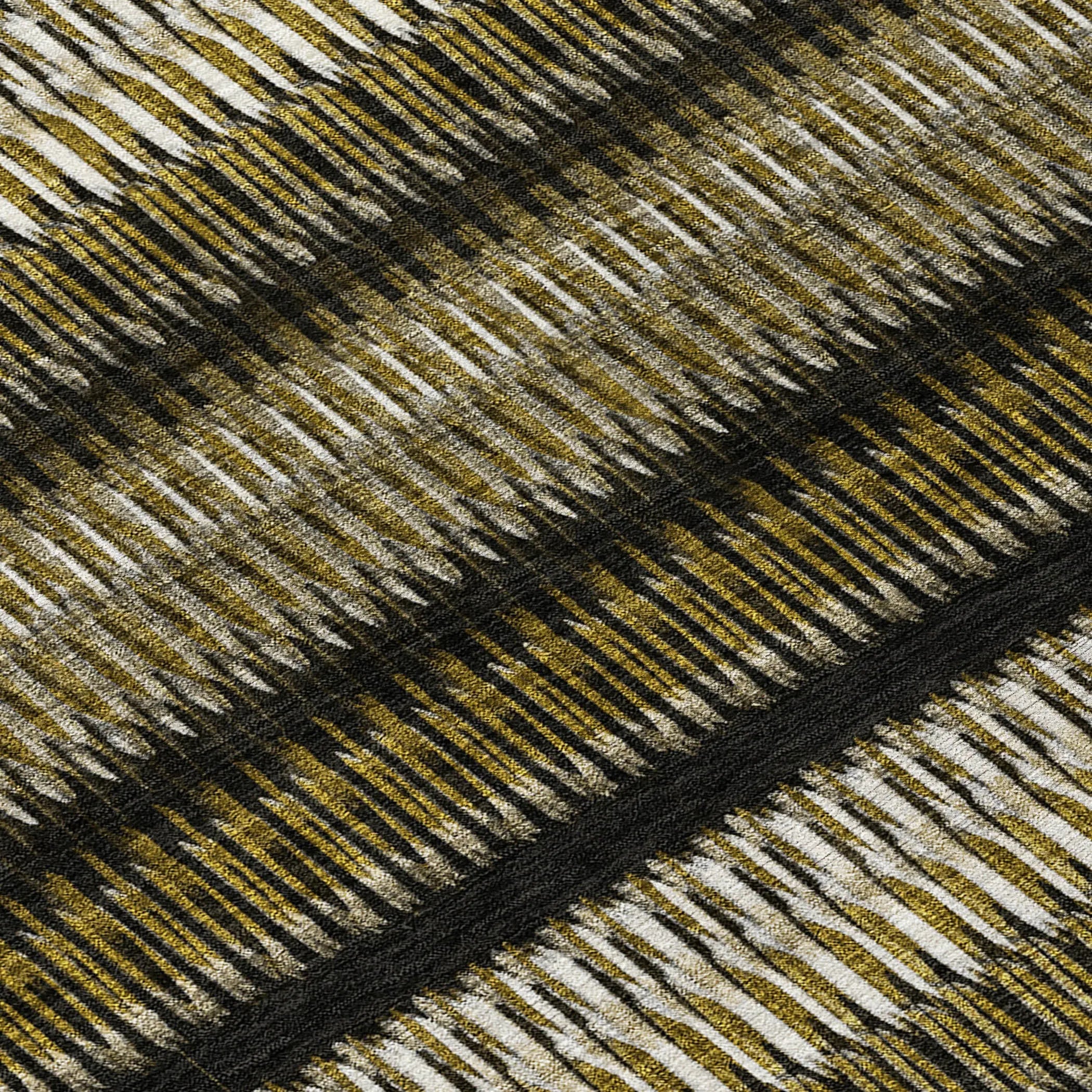 8' X 10' Brown Ivory And Black Striped Washable Indoor Outdoor Area Rug Homeroots Outdoor