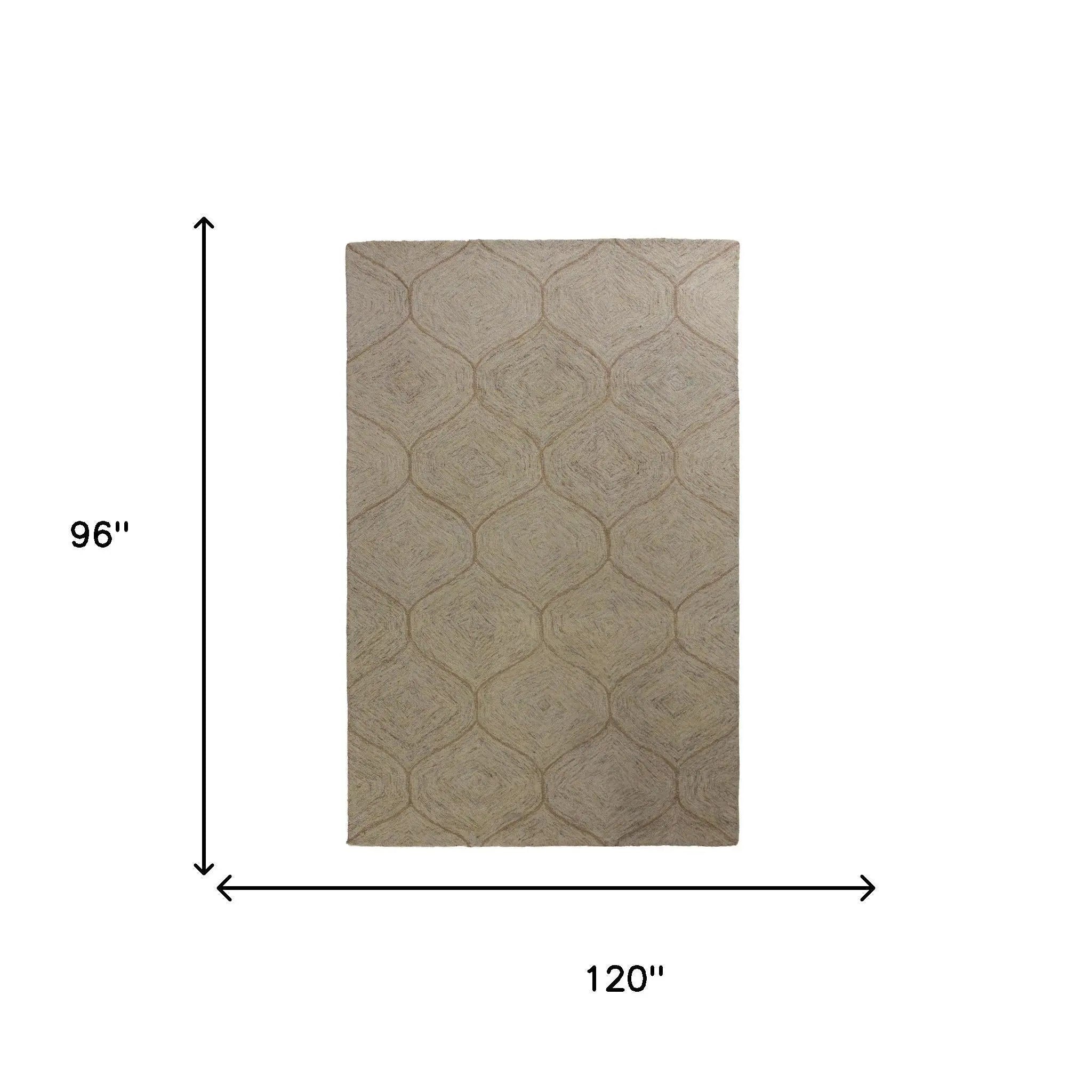 8' X 10' Brown Ivory And White Wool Geometric Hand Tufted Area Rug Homeroots Home Decor
