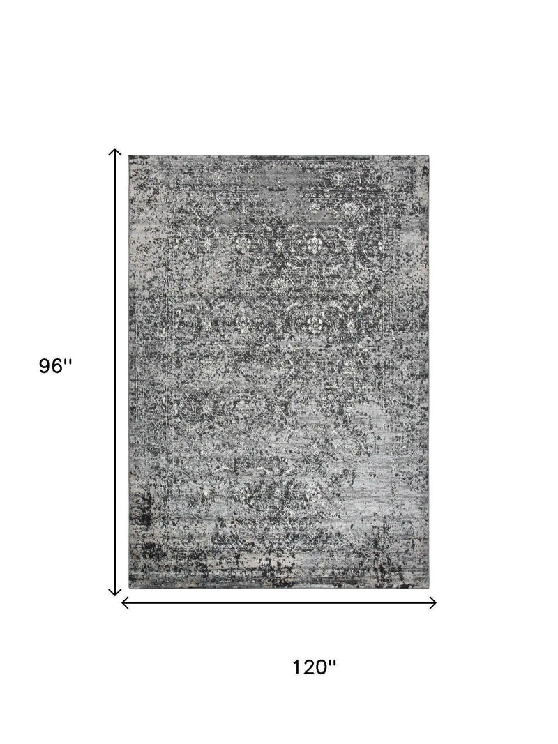 8' X 10' Brown Ivory Black And Light Gray Oriental Area Rug Homeroots Home Decor