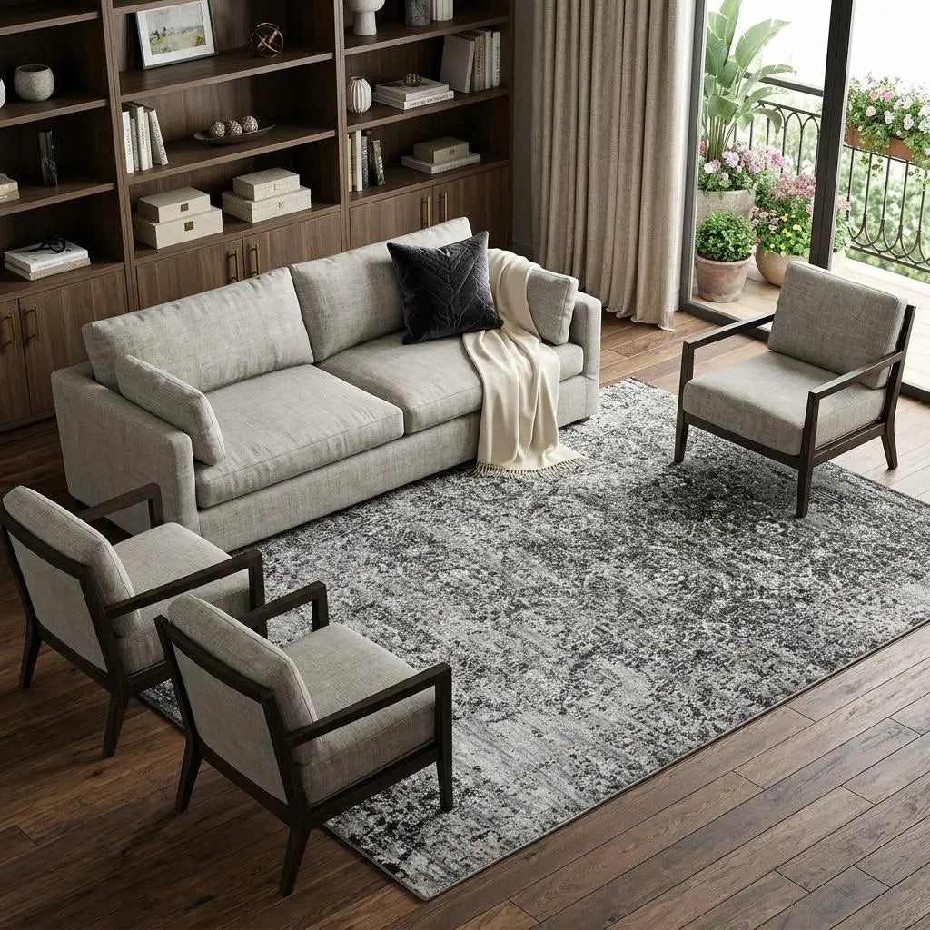 8' X 10' Brown Ivory Black And Light Gray Oriental Area Rug Homeroots Home Decor
