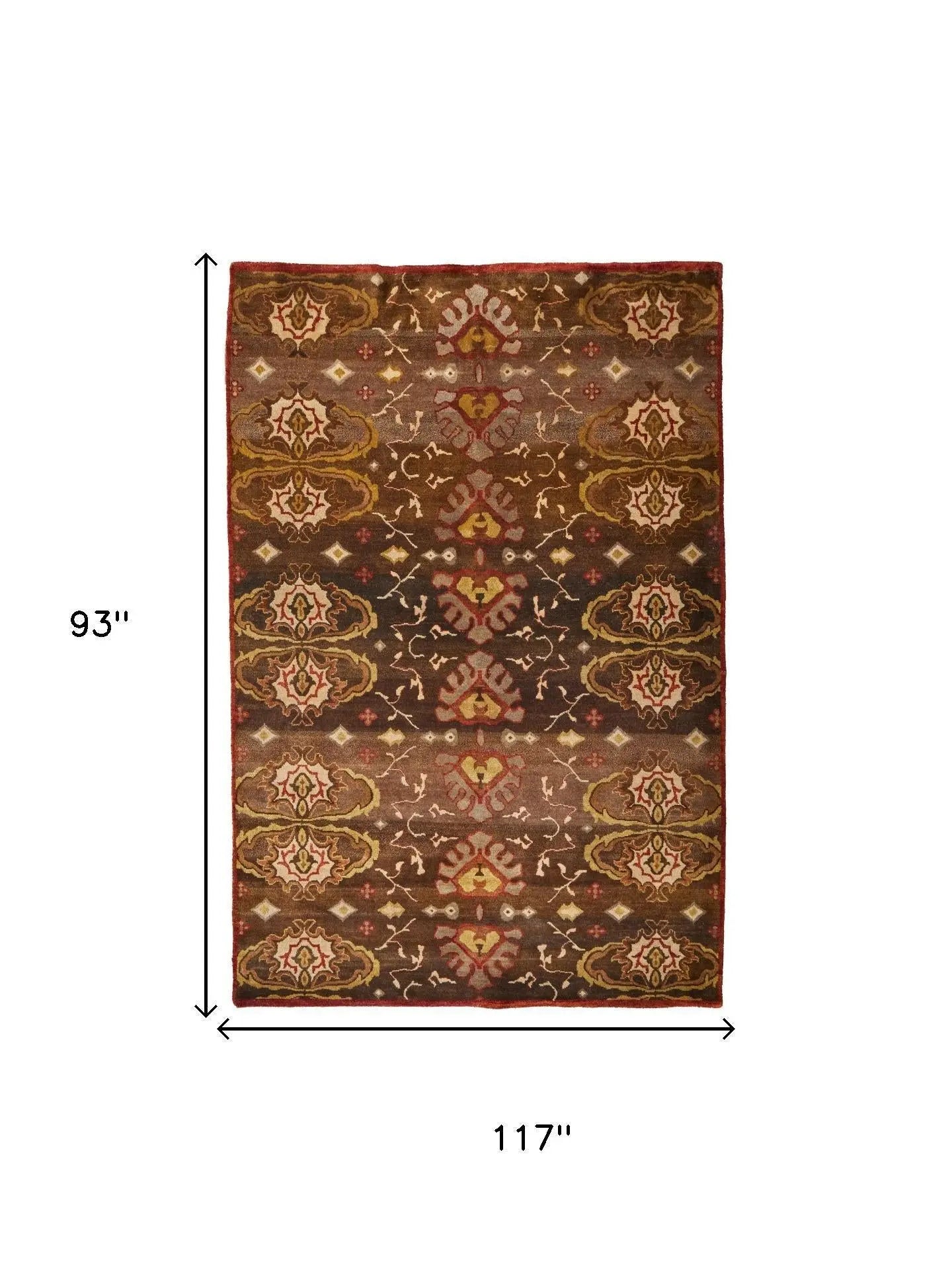 8' X 10' Brown Red And Tan Wool Ikat Hand Knotted Area Rug Homeroots Home Decor