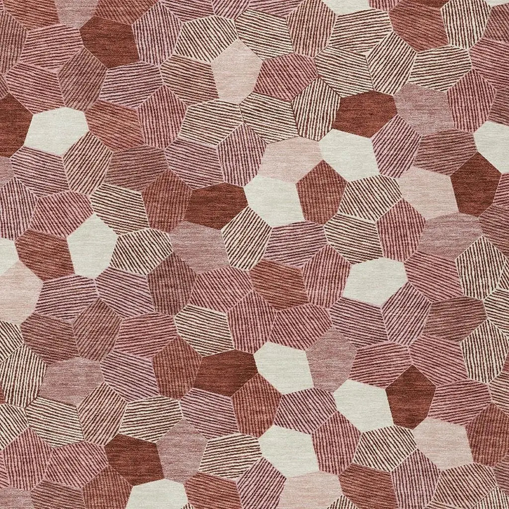 8' X 10' Burgundy And Ivory Geometric Washable Indoor Outdoor Area Rug Homeroots Outdoor
