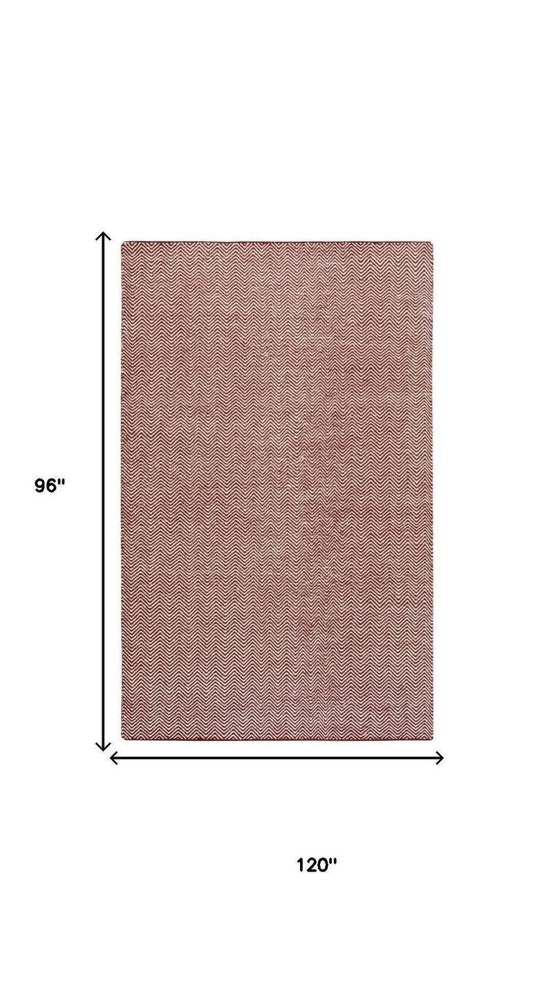8' X 10' Burgundy And Off White Wool Chevron Hand Woven Area Rug Homeroots Home Decor
