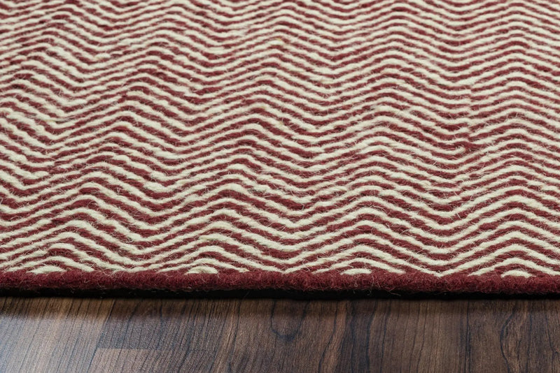8' X 10' Burgundy And Off White Wool Chevron Hand Woven Area Rug Homeroots Home Decor