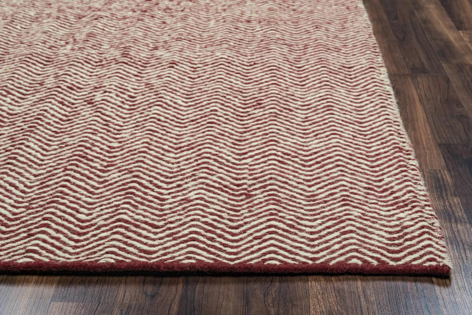 8' X 10' Burgundy And Off White Wool Chevron Hand Woven Area Rug Homeroots Home Decor