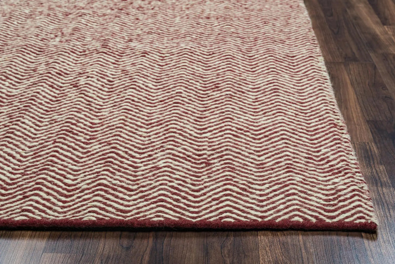 8' X 10' Burgundy And Off White Wool Chevron Hand Woven Area Rug Homeroots Home Decor