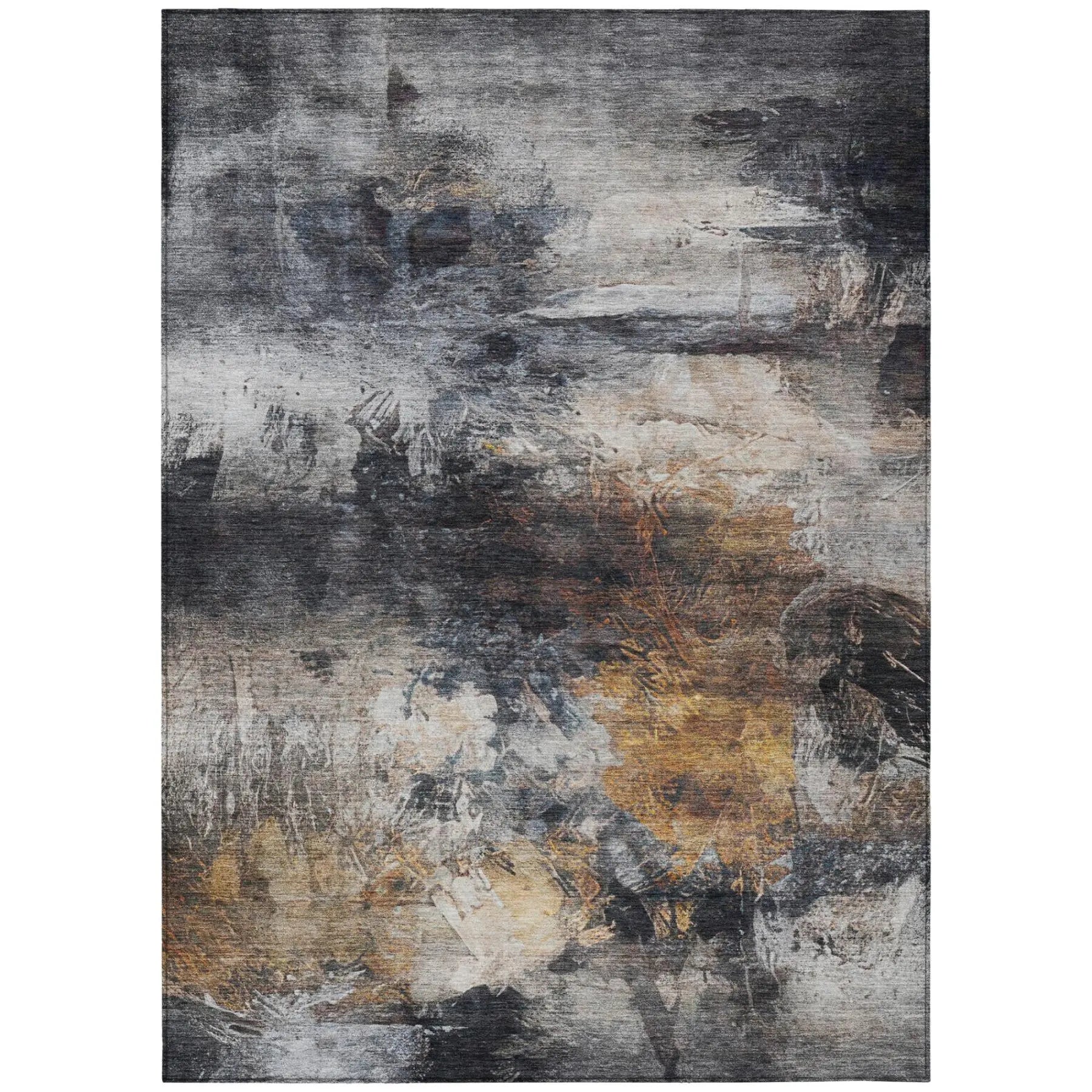 8' X 10' Charcoal And Gray Abstract Washable Indoor Outdoor Area Rug Homeroots Outdoor