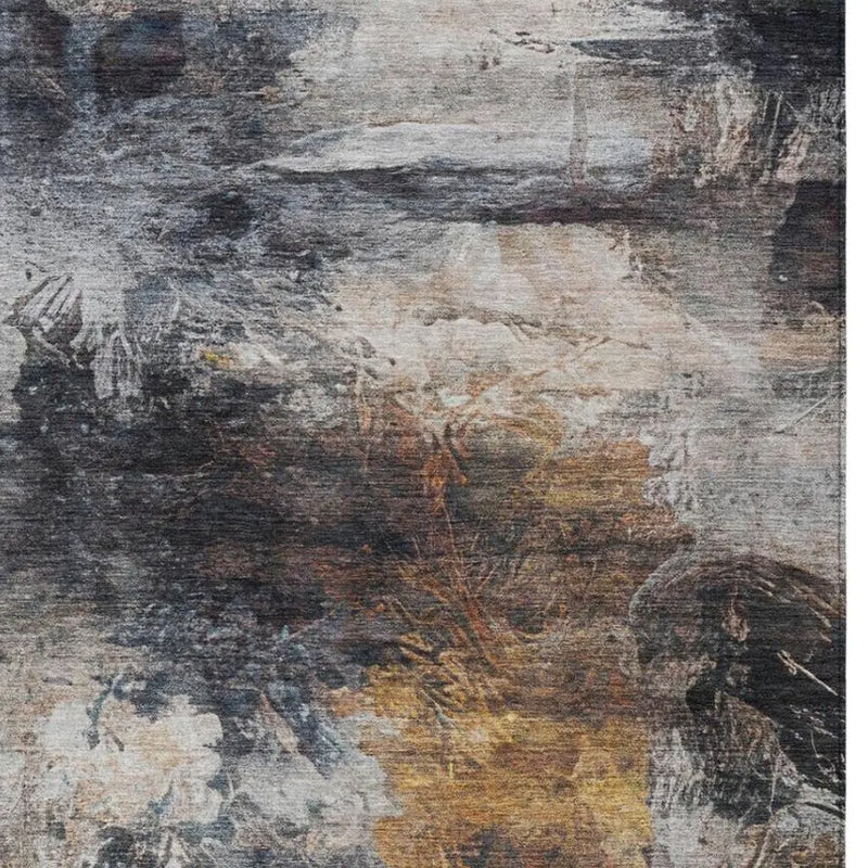 8' X 10' Charcoal And Gray Abstract Washable Indoor Outdoor Area Rug Homeroots Outdoor