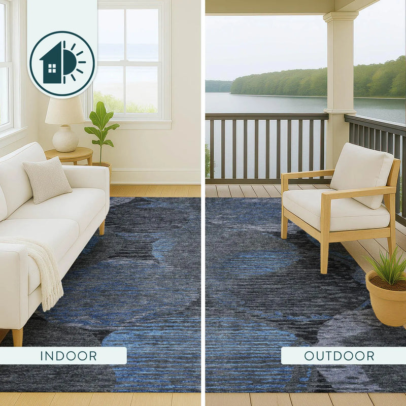 8' X 10' Charcoal And Gray Geometric Washable Indoor Outdoor Area Rug Homeroots Outdoor