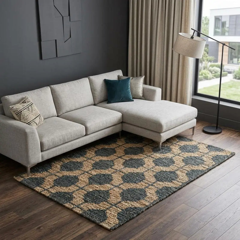 8' X 10' Charcoal And Gray Jute Trellis Hand Woven Area Rug Homeroots Home Decor