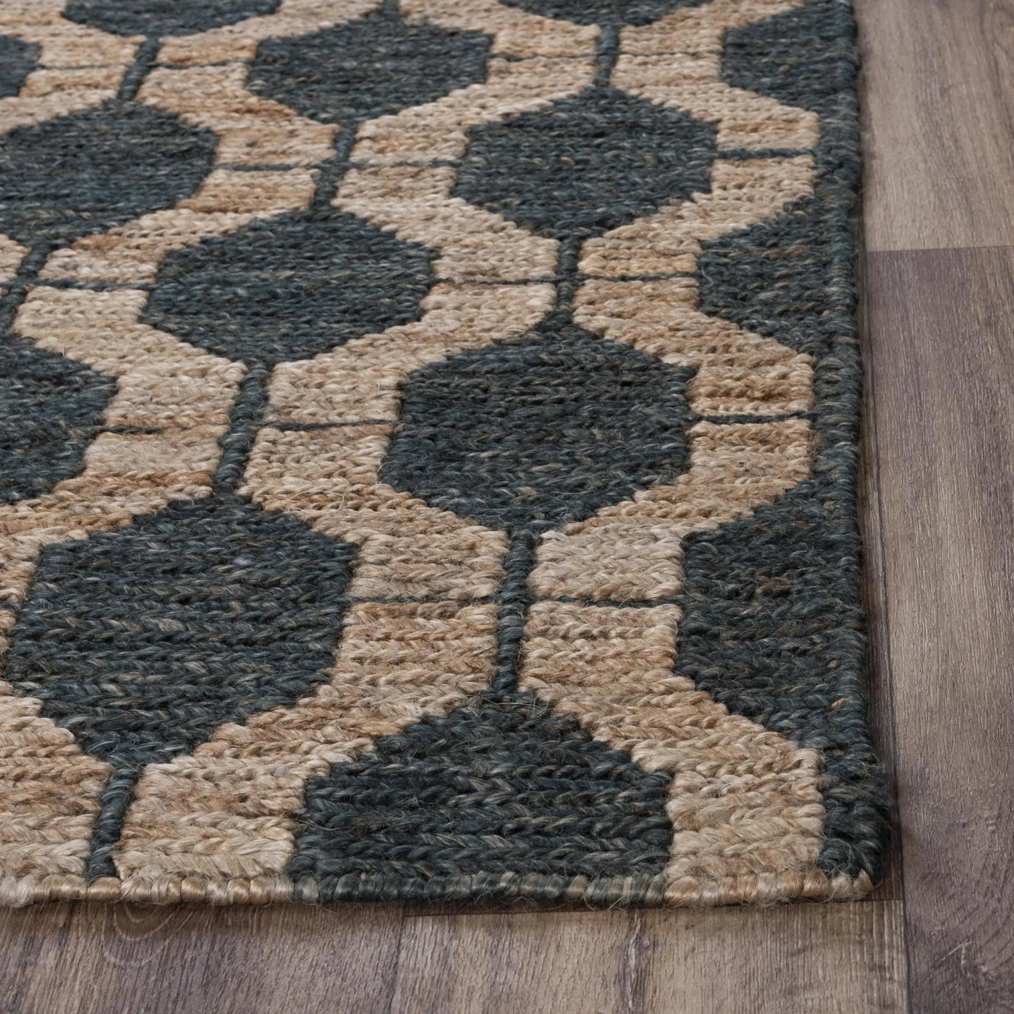 8' X 10' Charcoal And Gray Jute Trellis Hand Woven Area Rug Homeroots Home Decor