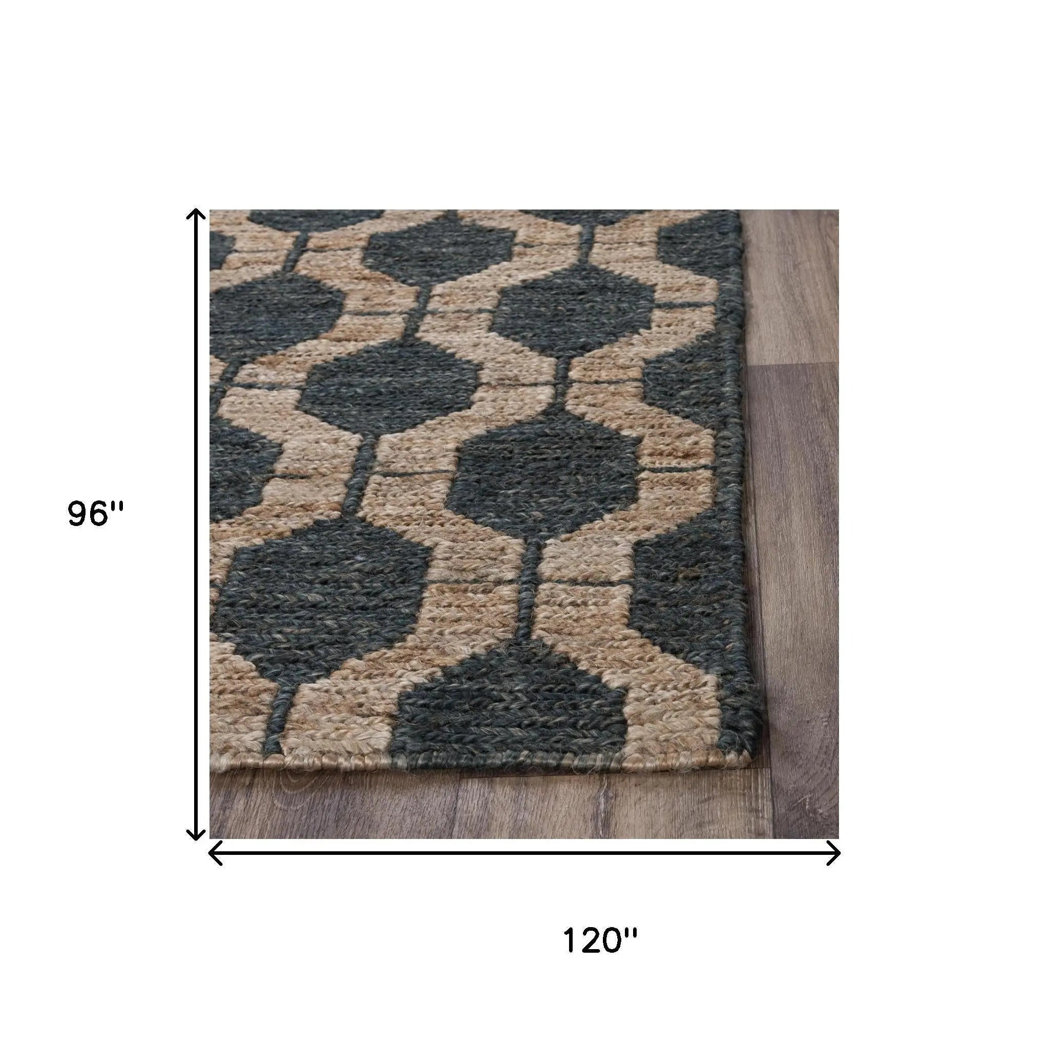 8' X 10' Charcoal And Gray Jute Trellis Hand Woven Area Rug Homeroots Home Decor
