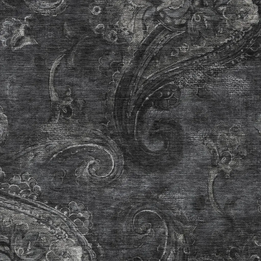 8' X 10' Charcoal And Gray Paisley Washable Indoor Outdoor Area Rug Homeroots Outdoor