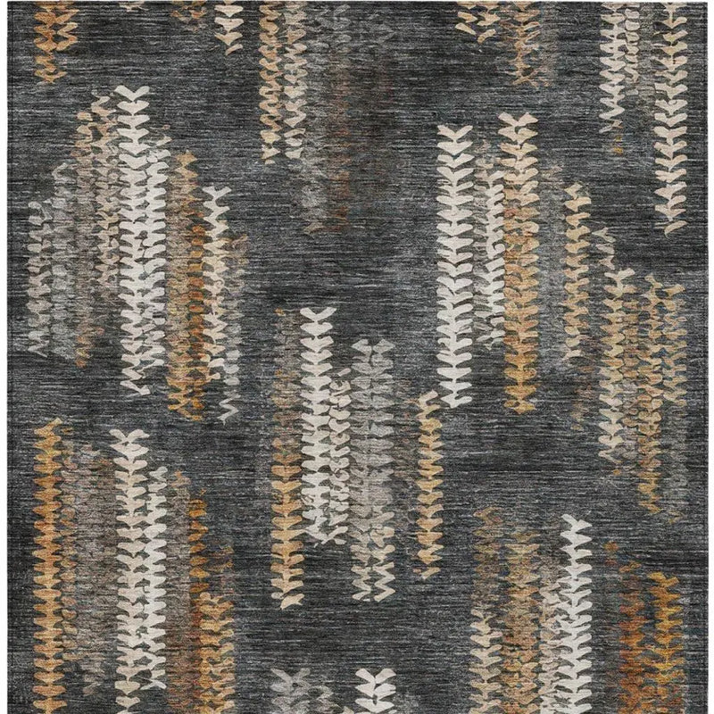 8' X 10' Charcoal And Gray Striped Washable Indoor Outdoor Area Rug Homeroots Outdoor