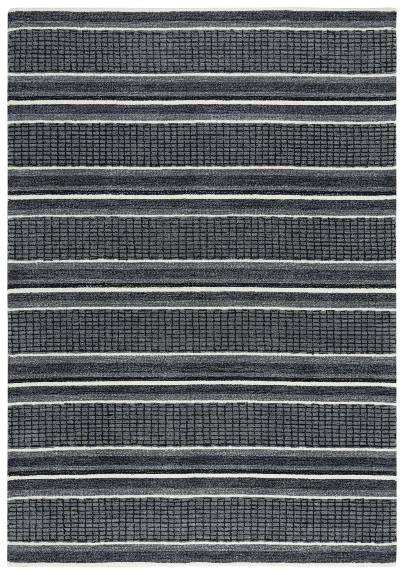 8' X 10' Charcoal And Gray Wool Striped Hand Tufted Area Rug Homeroots Home Decor
