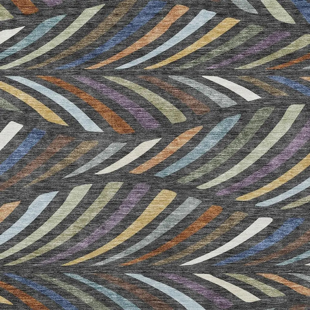 8' X 10' Charcoal And Green Abstract Washable Indoor Outdoor Area Rug Homeroots Outdoor
