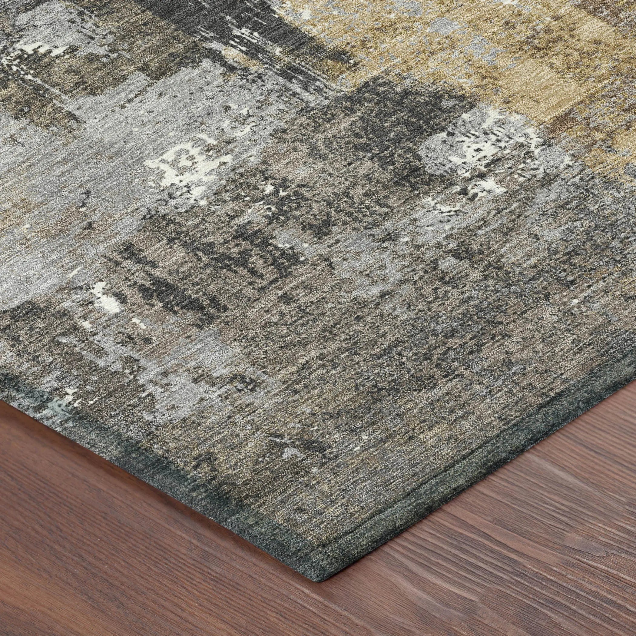 8' X 10' Charcoal And Ivory Abstract Washable Indoor Outdoor Area Rug Homeroots Outdoor
