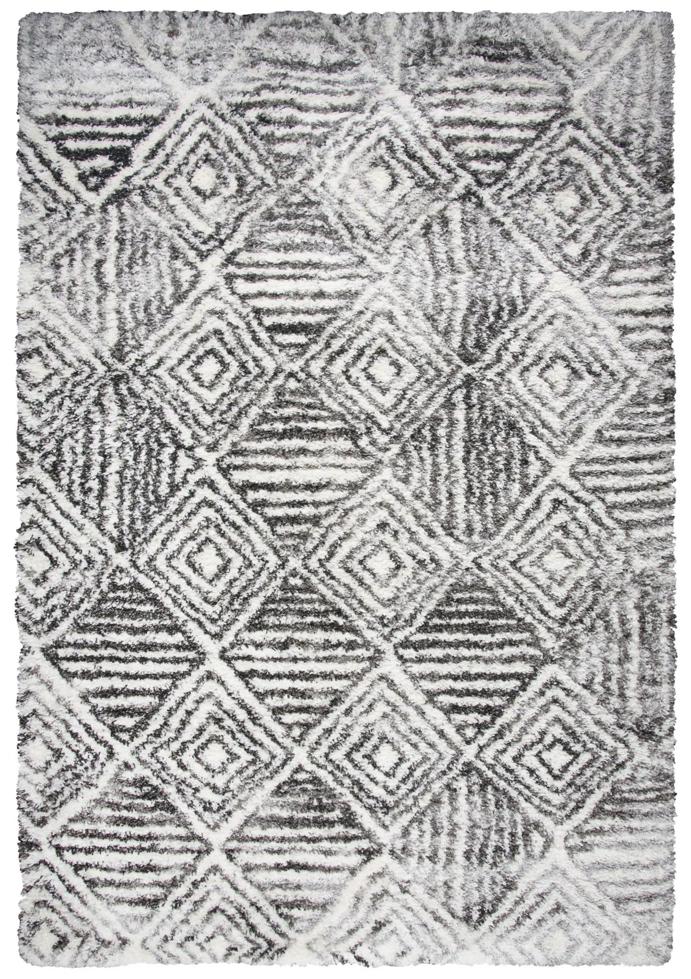 8' X 10' Charcoal And Ivory Geometric Shag Area Rug Homeroots Home Decor