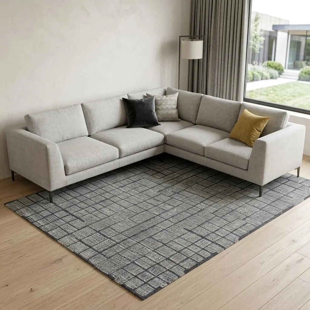 8' X 10' Charcoal And Ivory Wool Geometric Hand Tufted Area Rug Homeroots Home Decor