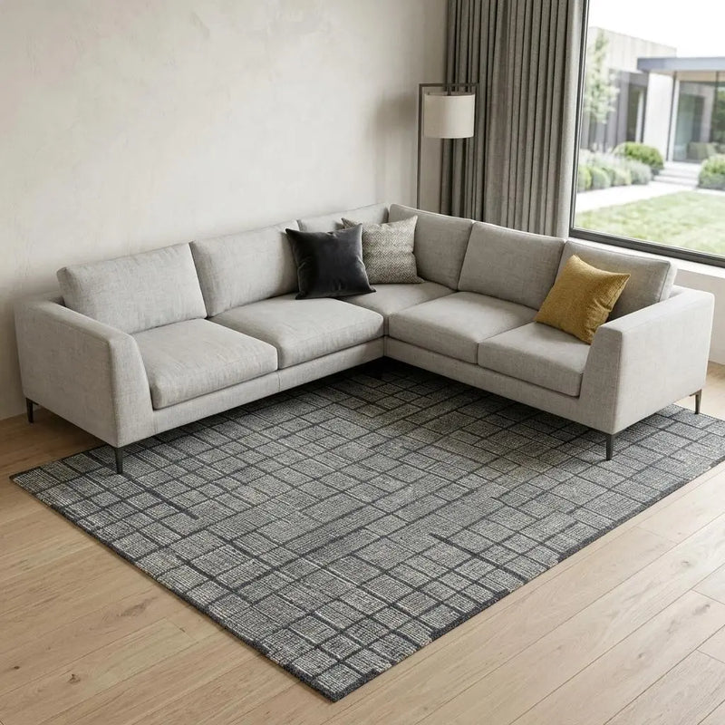 8' X 10' Charcoal And Ivory Wool Geometric Hand Tufted Area Rug Homeroots Home Decor