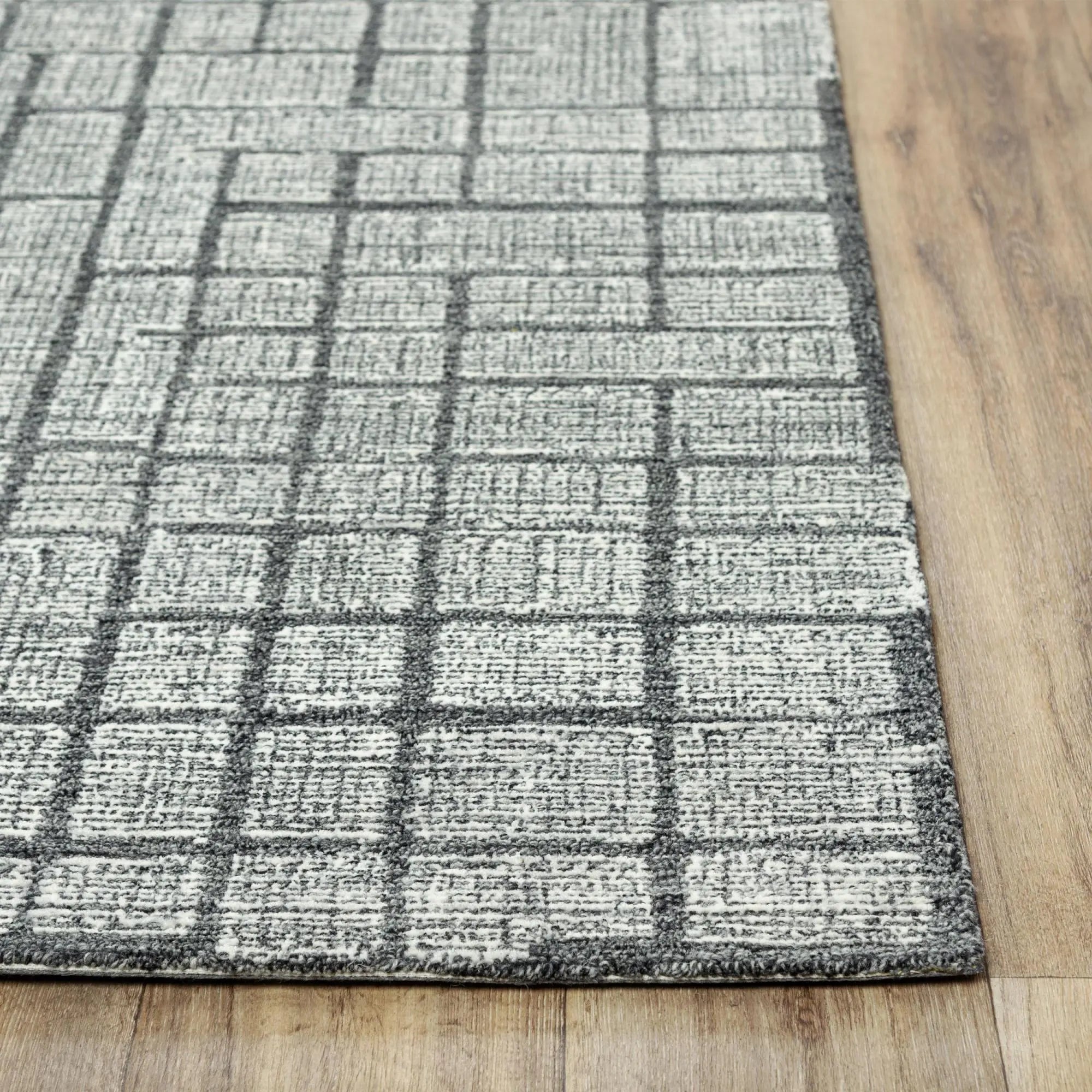 8' X 10' Charcoal And Ivory Wool Geometric Hand Tufted Area Rug Homeroots Home Decor