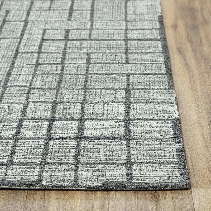 8' X 10' Charcoal And Ivory Wool Geometric Hand Tufted Area Rug Homeroots Home Decor
