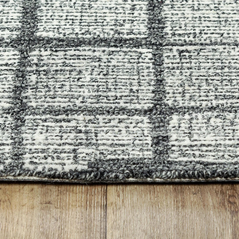 8' X 10' Charcoal And Ivory Wool Geometric Hand Tufted Area Rug Homeroots Home Decor