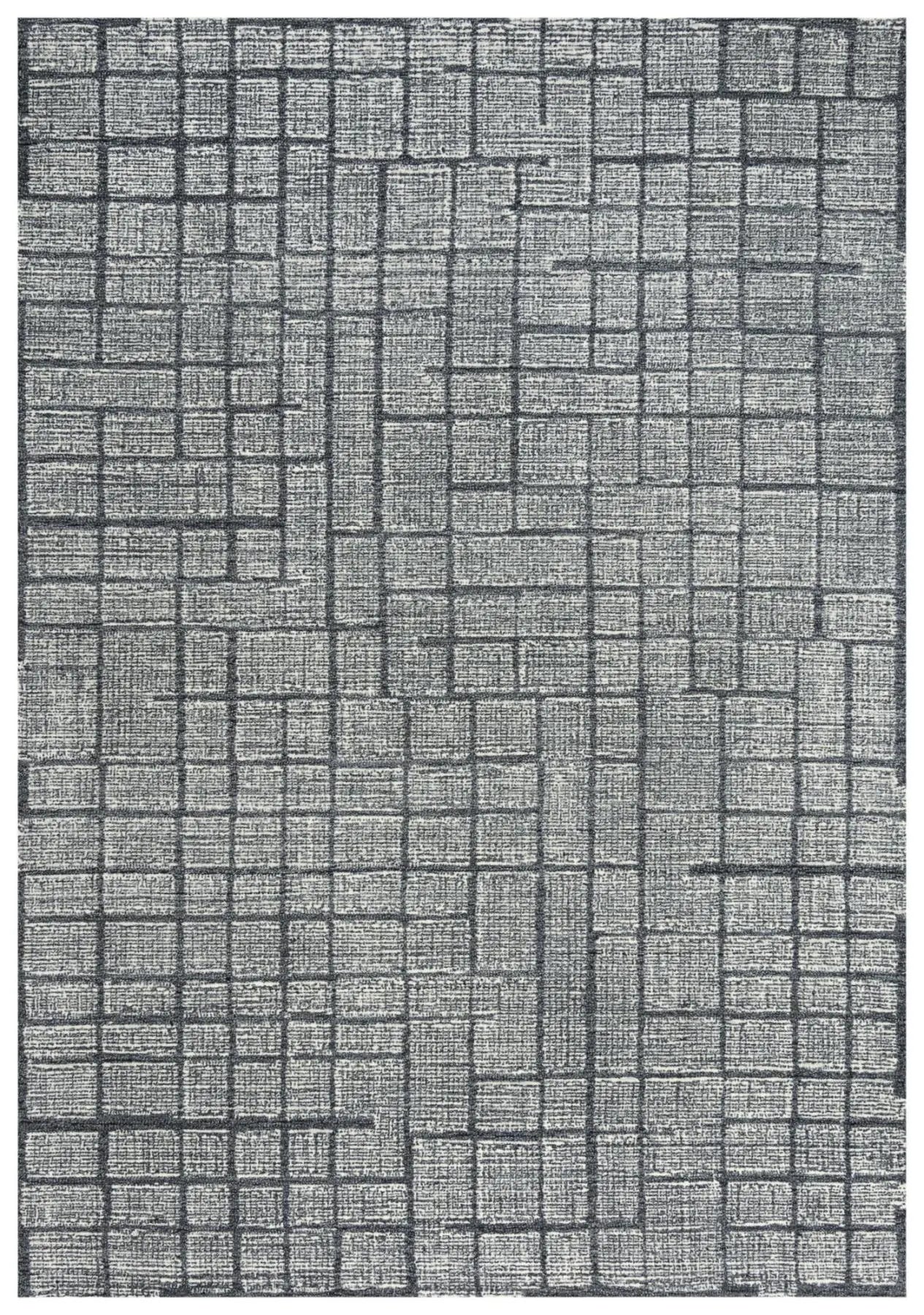 8' X 10' Charcoal And Ivory Wool Geometric Hand Tufted Area Rug Homeroots Home Decor