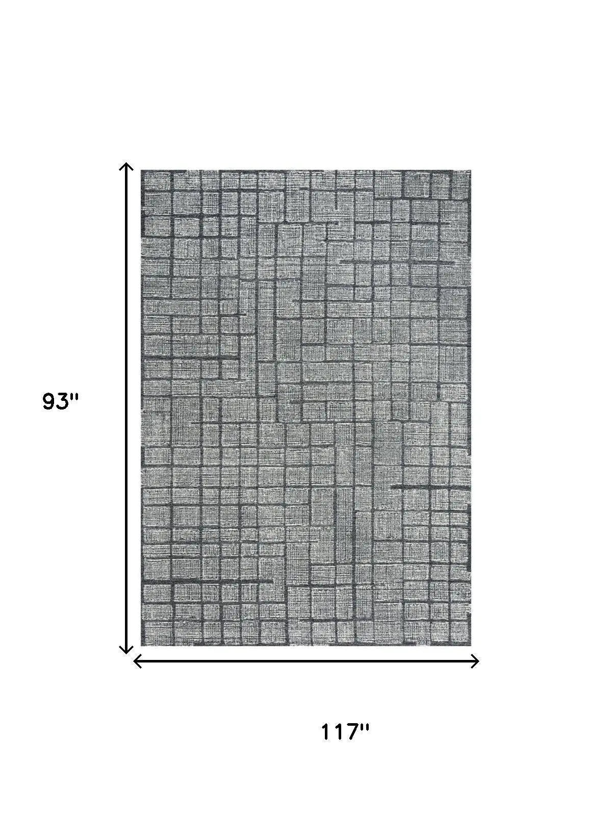 8' X 10' Charcoal And Ivory Wool Geometric Hand Tufted Area Rug Homeroots Home Decor