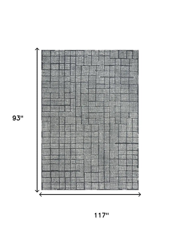 8' X 10' Charcoal And Ivory Wool Geometric Hand Tufted Area Rug Homeroots Home Decor
