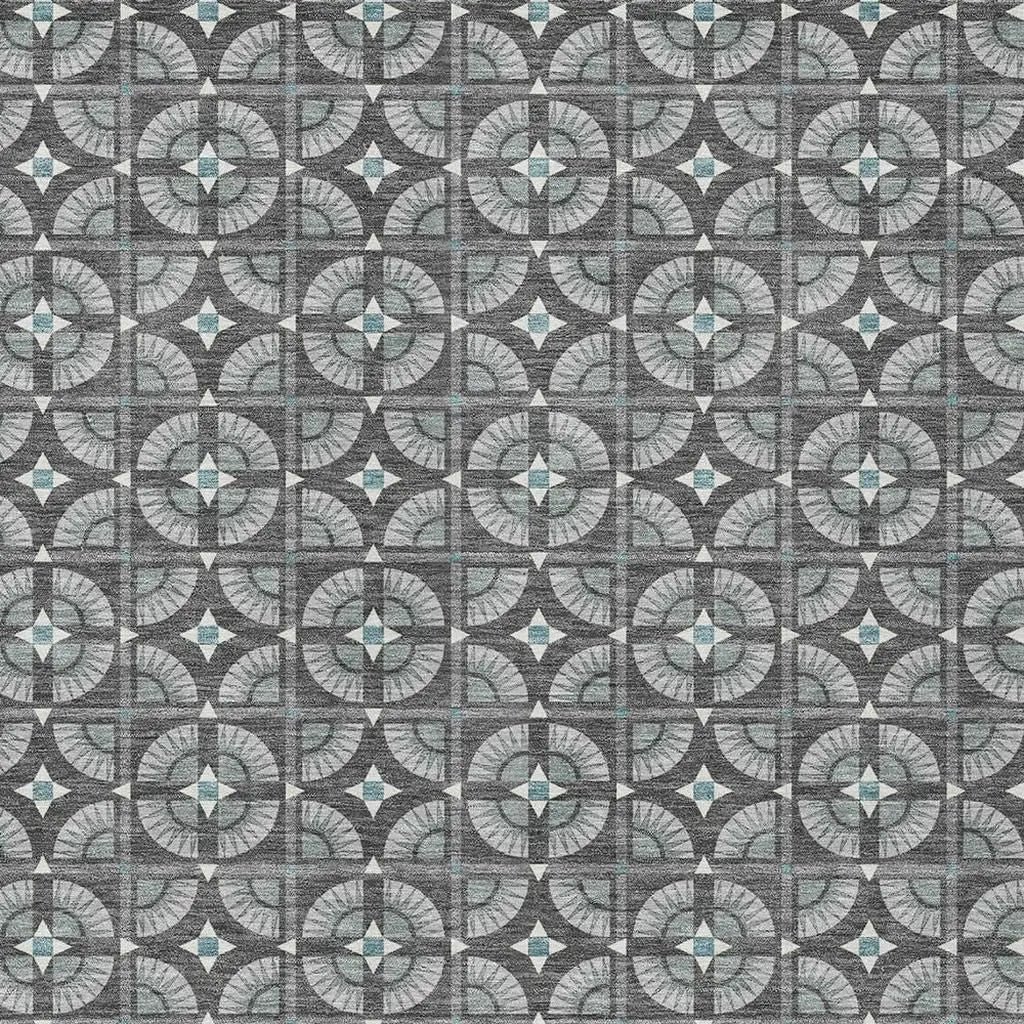 8' X 10' Charcoal And Silver Geometric Washable Indoor Outdoor Area Rug Homeroots Outdoor