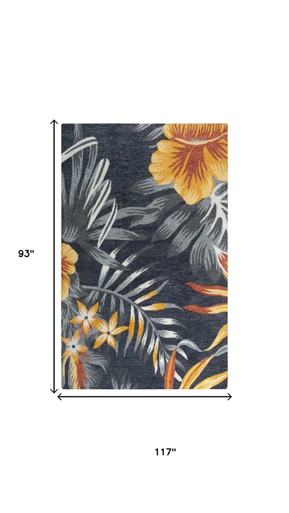 8' X 10' Charcoal Orange Red And Gray Floral Hand Tufted Area Rug Homeroots Home Decor