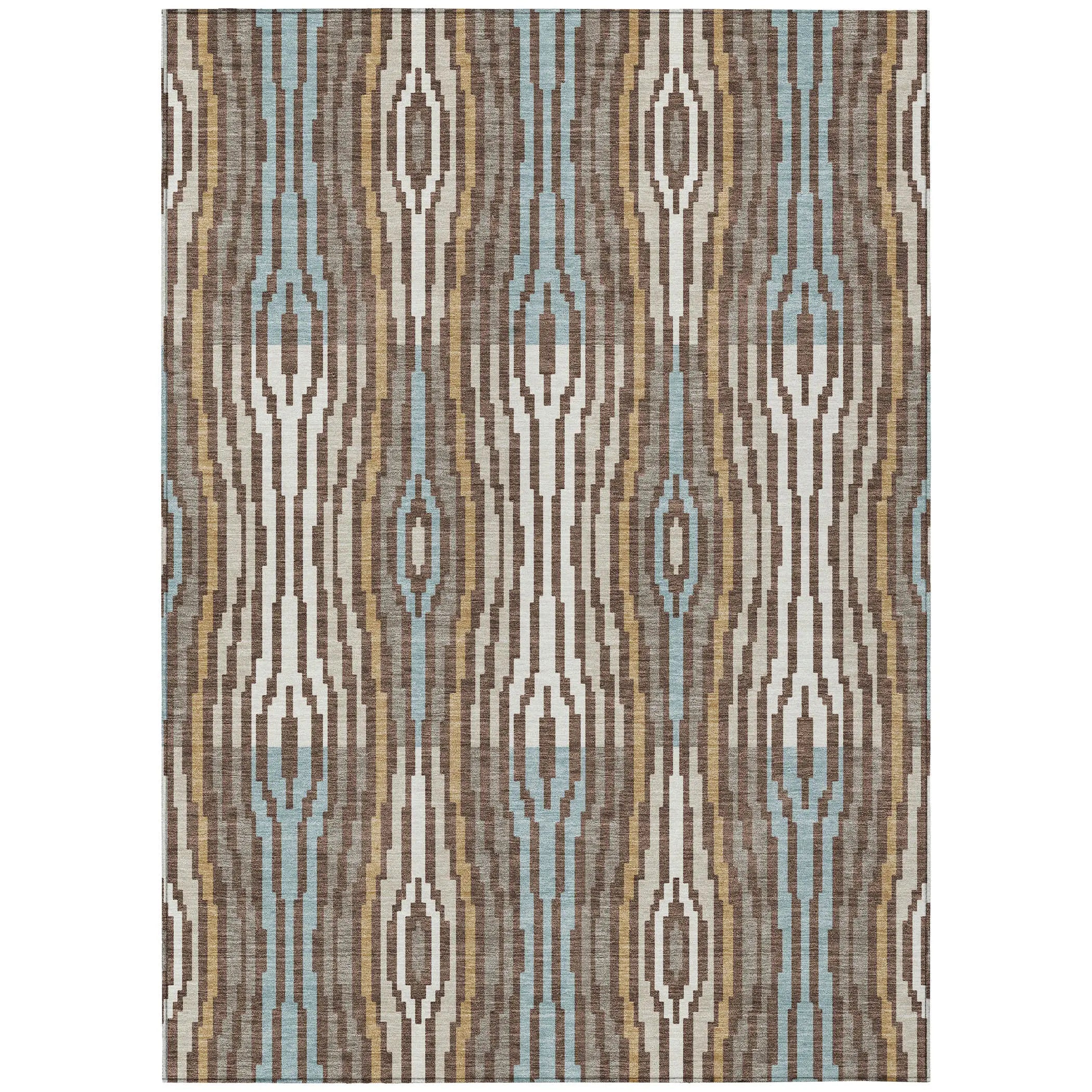 8' X 10' Chocolate And Aqua Abstract Washable Indoor Outdoor Area Rug Homeroots Outdoor
