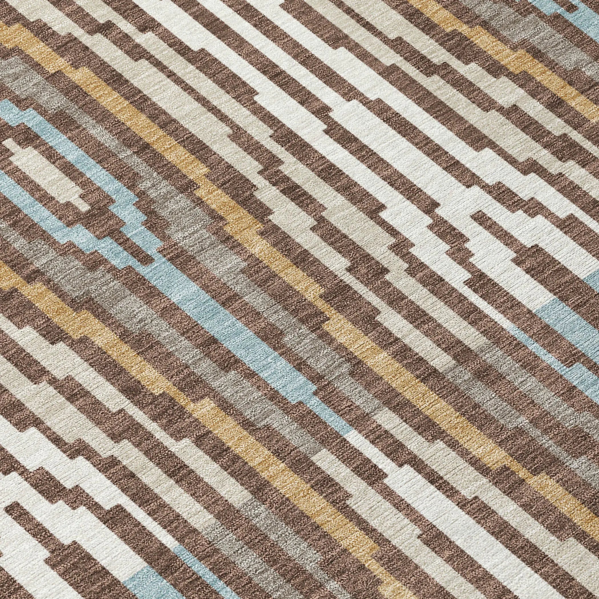8' X 10' Chocolate And Aqua Abstract Washable Indoor Outdoor Area Rug Homeroots Outdoor
