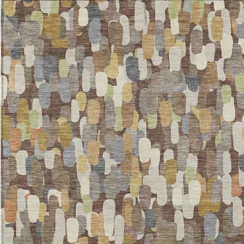 8' X 10' Chocolate And Beige Abstract Washable Indoor Outdoor Area Rug Homeroots Outdoor