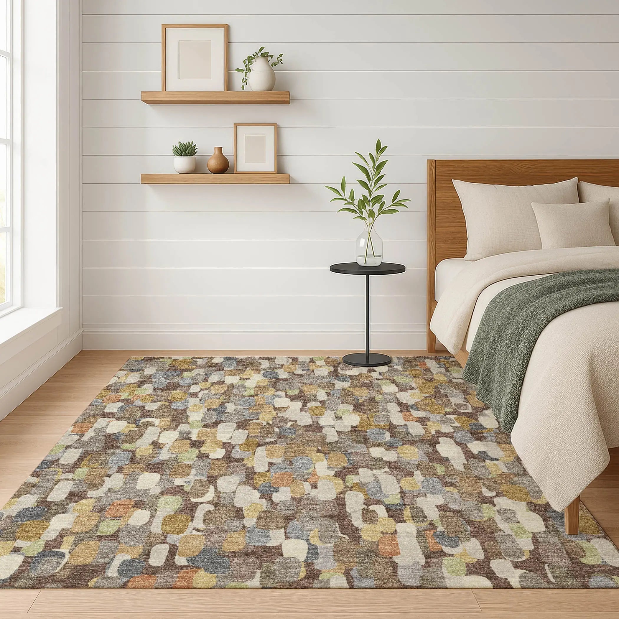 8' X 10' Chocolate And Beige Abstract Washable Indoor Outdoor Area Rug Homeroots Outdoor
