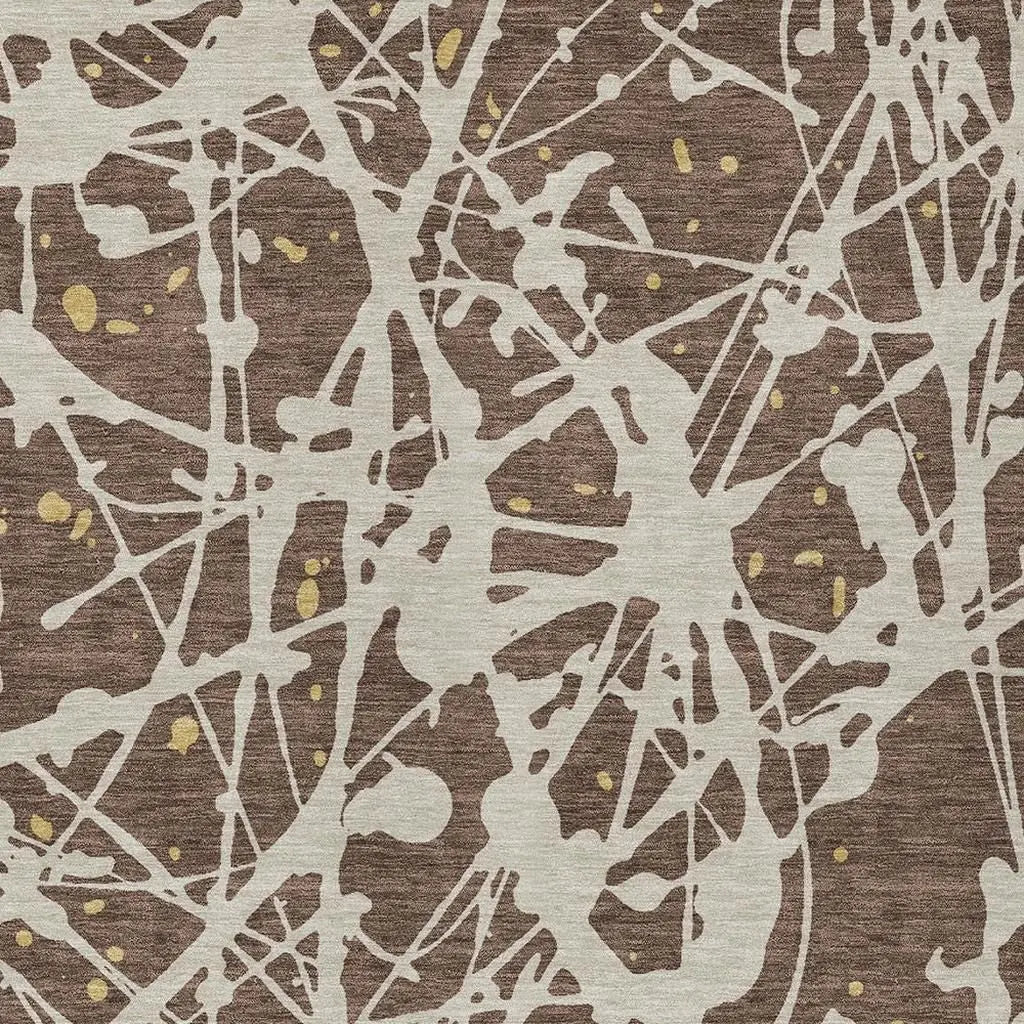 8' X 10' Chocolate And Beige Abstract Washable Indoor Outdoor Area Rug Homeroots Outdoor